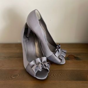 Silver high heels size 8